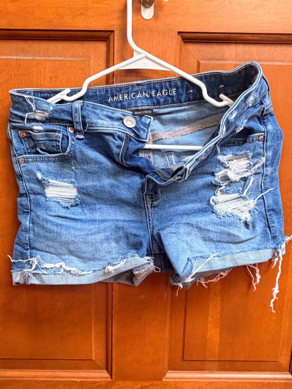 American Eagle Outfitters Distressed Light Blue Denim Cutoff Shorts
